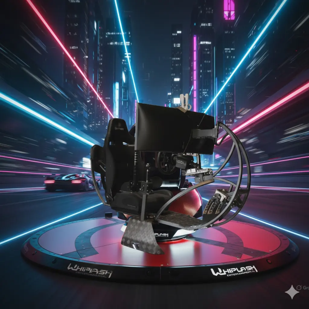 Plataforma de movimiento del simulador VR Whiplash con rotación 360° completa